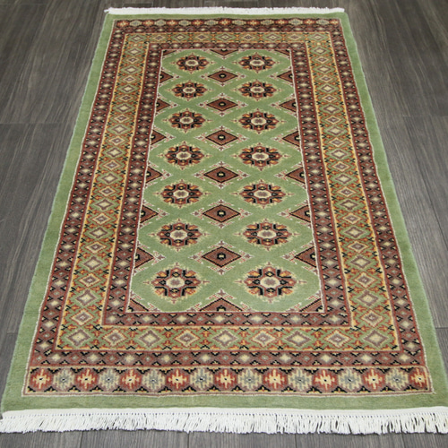 新品 SALE モスグリーン 高級ラグ パキスタン手織り絨毯 玄関マット