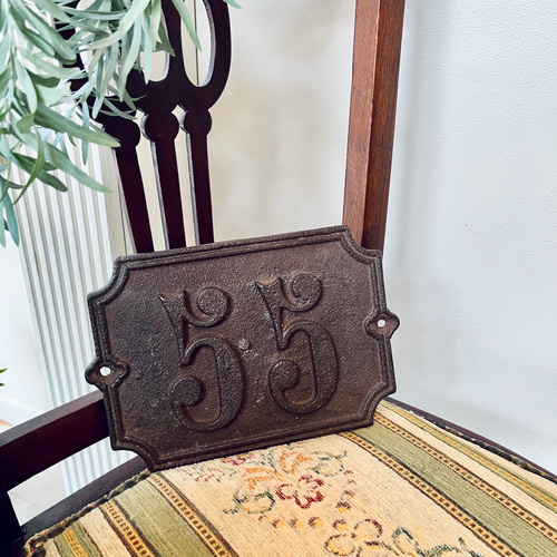 英国買い付け♪アンティーク アイアン製 大きなナンバープレート「55