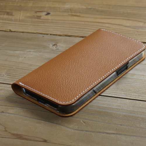 ヴォーエプソン 牛革 iPhone カバー レザーケース 手帳型 ブラウン