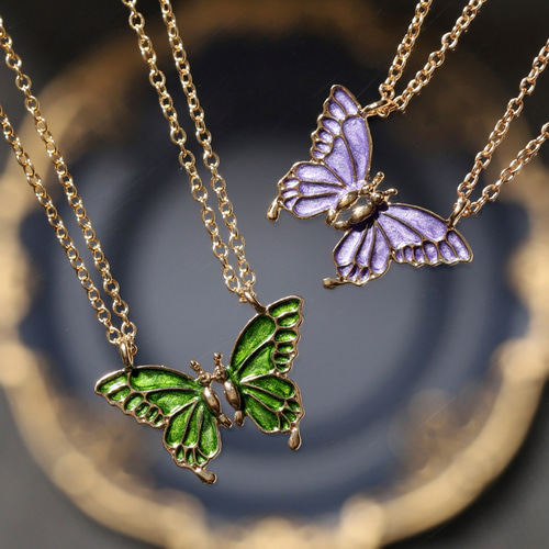 再販】バタフライモチーフペアネックレス◇蝶【サージカルステンレス