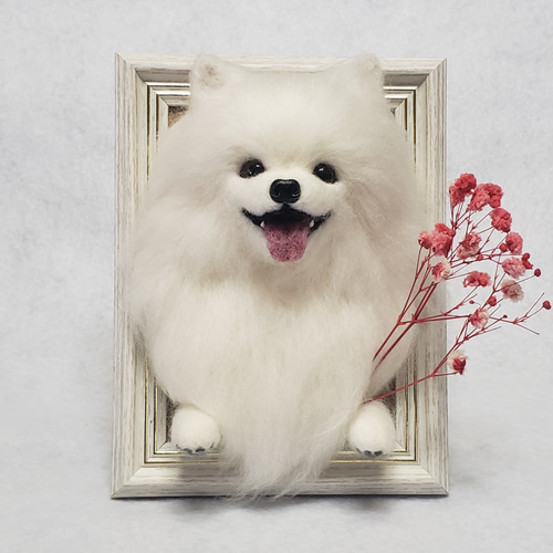 羊毛フェルト オーダー「リアルで可愛いワンちゃん(ネコちゃん)」額