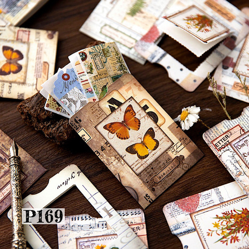 ▽△SALE▽△P169コラージュ素材】海外紙モノ 平袋 ポケット 日記 手帳