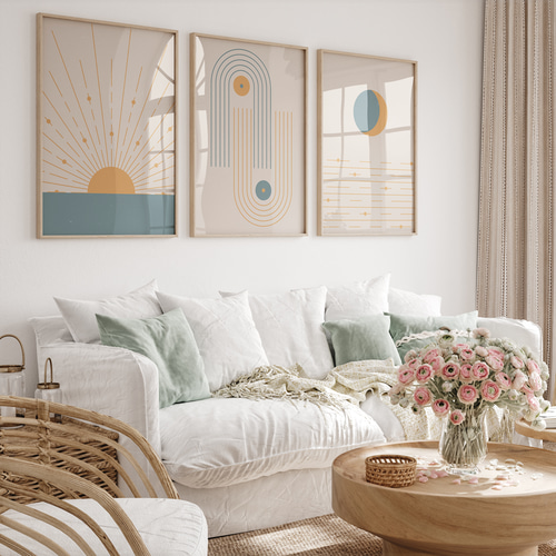 アートポスター 抽象画 北欧風 日の出 おしゃれ シンプルモダン