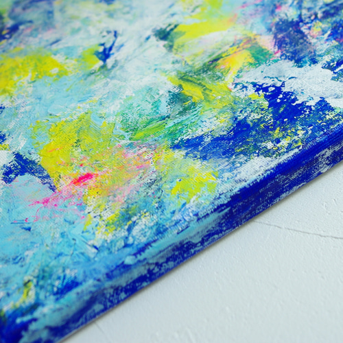 原画】抽象画 青の嵐 約273×220mm（F3サイズ） 絵画 La couleur aya