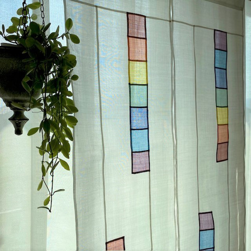 ポジャギの暖簾タペストリー にじ色 カーテン Mujige むじげ 通販