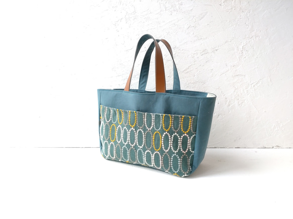 ミナペルホネン グリーンtarteとキャンバス トートバッグ トートバッグ