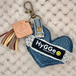 デニムリメイク ハートキーホルダー バックチャーム キーホルダー plum