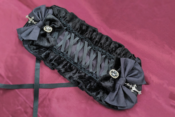 ベロアヘッドドレス(ブラック)【Nyantelope】ロリータ ロリィタ