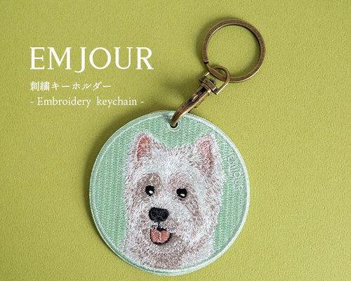 刺繍キーホルダー キーホルダー ホワイトテリア テリア 中型犬
