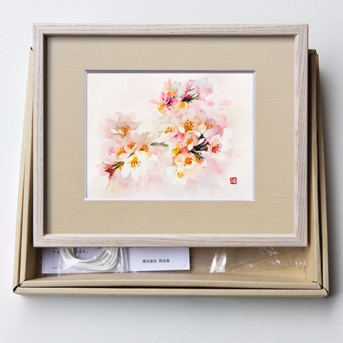 さくらの笑顔】水彩原画 一点物 額縁付き 特典付き 桜2025 絵画