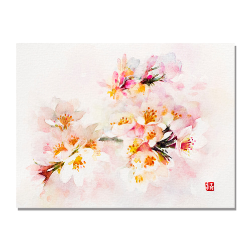 さくらの笑顔】水彩原画 一点物 額縁付き 特典付き 桜2025 絵画