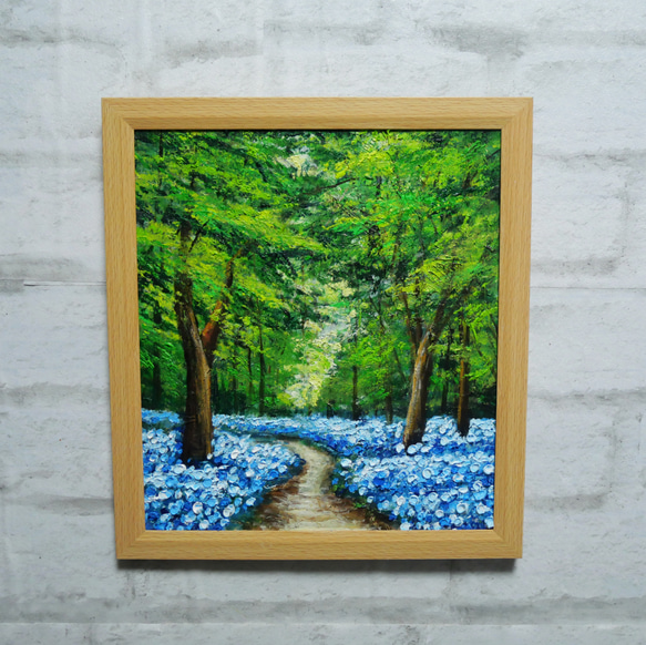 油絵 油彩 油彩画 絵 絵画 【森の中の青い花】 絵画 HR 通販