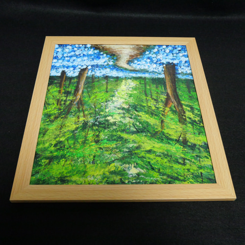 油絵 油彩 油彩画 絵 絵画 【森の中の青い花】 絵画 HR 通販