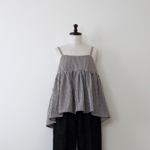 日本製☆SALE 重ね着に便利なコットンギンガムチェックキャミソール