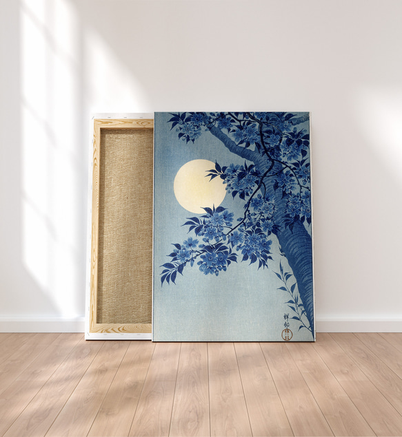 NO.552】桜の木と月の日本画アートポスター☆和室春花和柄浮世絵お正月