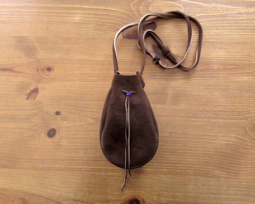 鹿革 巾着 レザーバッグ ポーチバッグ スマホケース サブバッグ ディア