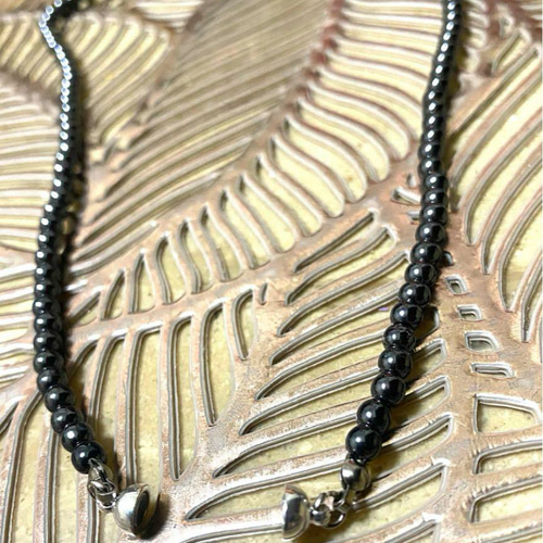 天然石 ヘマタイト磁気ネックレス【天然石 】 Hematite 二重にして