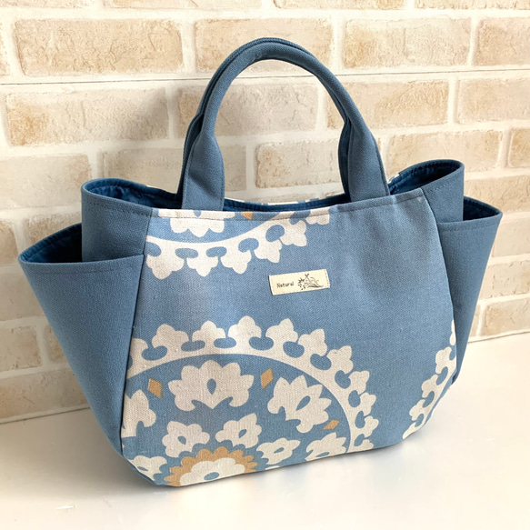 ☆オーダー品【送料無料】サイドポケット付き手さげトートバッグ☆中