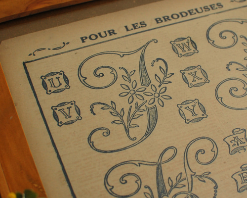 アンティーク紙もの 手芸雑誌 見開き1ページ フランスアンティーク