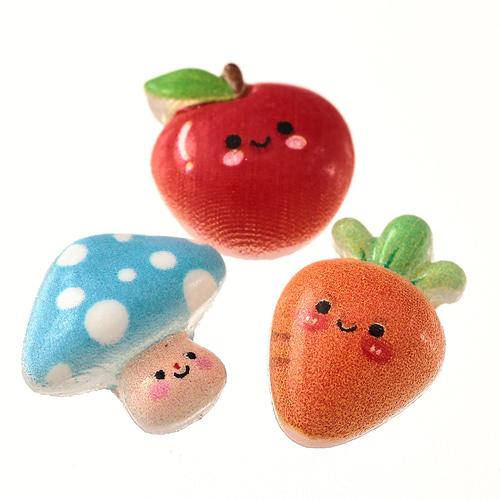 デコパーツ 果物 12mm ミックス 250個 いちご 野菜 3D ネイルパーツ