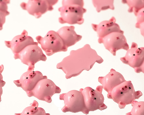 デコパーツ 動物 ぶた 14mm ピンク 200個 3D アニマル ネイルパーツ