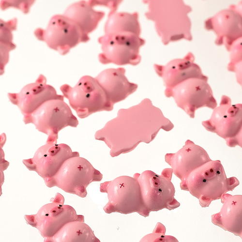 デコパーツ 動物 ぶた 14mm ピンク 200個 3D アニマル ネイルパーツ