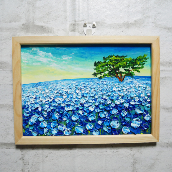 油絵 油彩 油彩画 絵 絵画【ネモフィラの丘の朝】 絵画 HR 通販