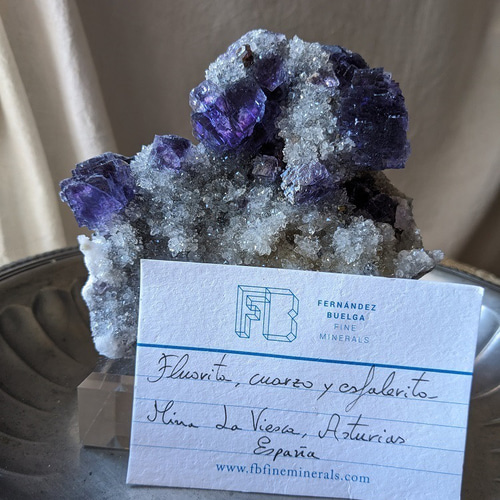 フローライトONクォーツ・原石クラスター（蛍石）Fluorite｜スペイン産