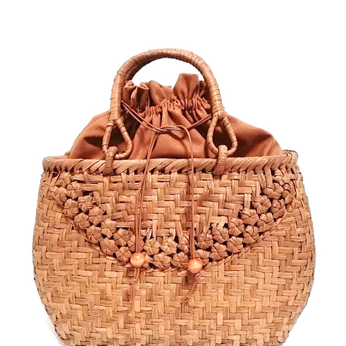 山葡萄バッグ楕円ニ段花結び かごバッグ 山葡萄バッグ魅力 通販