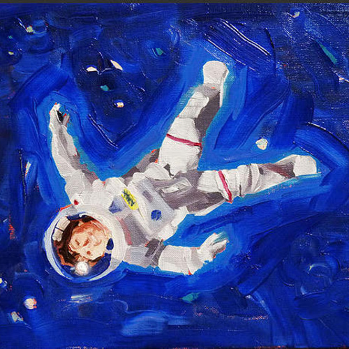 宇宙」油絵 油彩 キャンバスF4号 33cm✖️24cm 額無し 絵画 isoppu