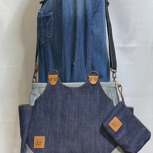☆ハンドメイド♪ ＊岡山デニム4way♪あおりバッグ ＊便利小物入れ