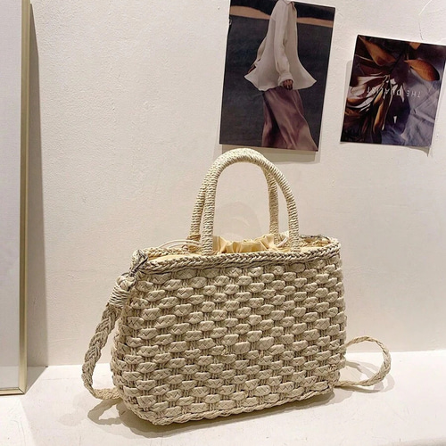 母の日 ストロー 編み込み 夏用 レディース トートバッグ かごバッグ