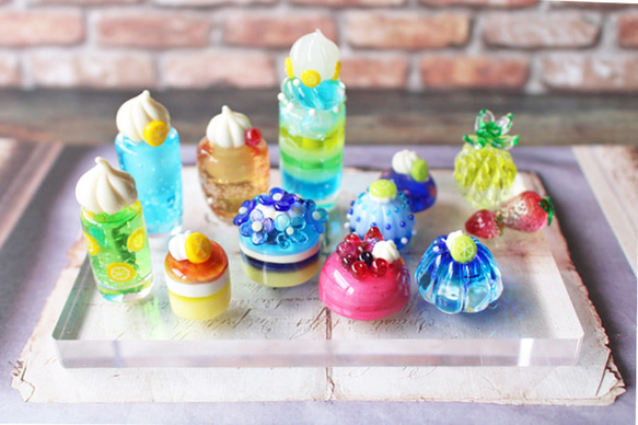 ガラスのミニチュアスイーツセット ☆ガラスのミニチュア喫茶店