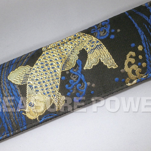 和柄ギターストラップ 鯉/金-銀 京都西陣織 金襴生地 tiny products