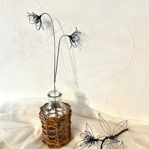 オダマキ 一輪挿し ワイヤーアート ワイヤークラフト 【受注制作