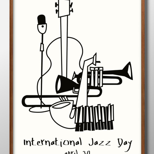 11324□ポスター アート 絵画『ジャズ 音楽 楽器 ミュージック』北欧