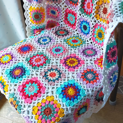 送料無料】ブランケット カラフル① マルチカバー グラニースクエア