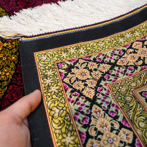 122×78cm 【ペルシャ絨毯 クム産 ダラクシャンダ工房 シルク】証明書付