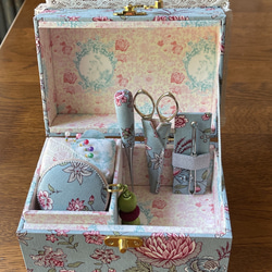 お値下げ‼︎(12月、1月限定) カルトナージュミニ裁縫箱 ブルーが