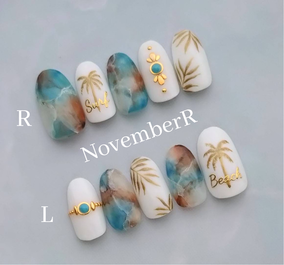 LA396☆ヤシの木〜大人カジュアルなサーフネイルチップ ネイルチップ