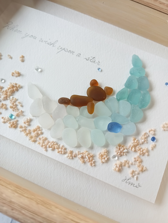 シーグラスアート（クマB/三日月/夜空/ボックスフレーム付） その他