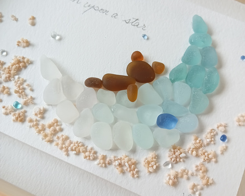 シーグラスアート（クマB/三日月/夜空/ボックスフレーム付） その他