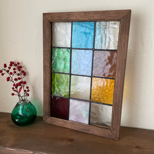 ステンドグラス パネル 大正ロマン 格子戸 その他インテリア雑貨