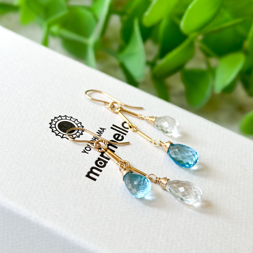 14kgf*宝石質*スイスブルートパーズとホワイトトパーズの