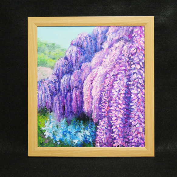 油絵 油彩 油彩画 絵 絵画 【流れ咲く藤の花】 絵画 HR 通販