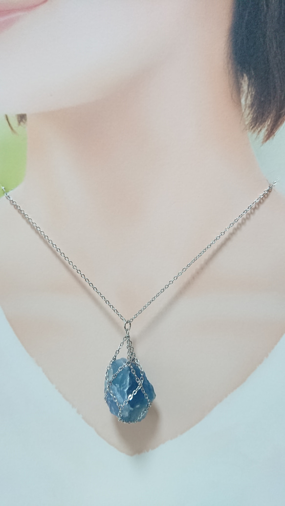 フローライト原石ペンダントトップ ストーンホルダー ペンダントトップ