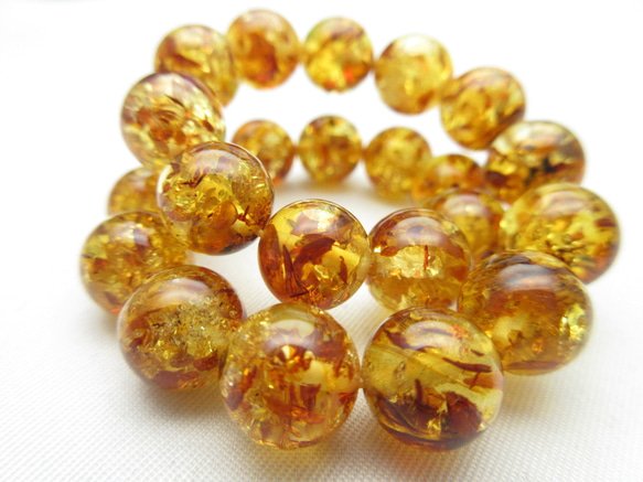 アンバー(琥珀)】/玉size(約8㎜)/1set(2玉)/古代の息吹が宿る樹液の