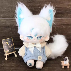 20cmぬいぐるみ 着せ替えぬいぐるみ けい 白髪青目 耳付き しっぽ付き
