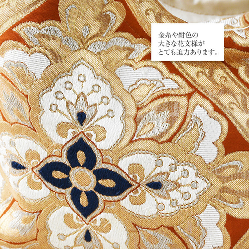 A4サイズ対応 紬帯 手描きの枝桜 リメイク バンブーハンドルバッグ