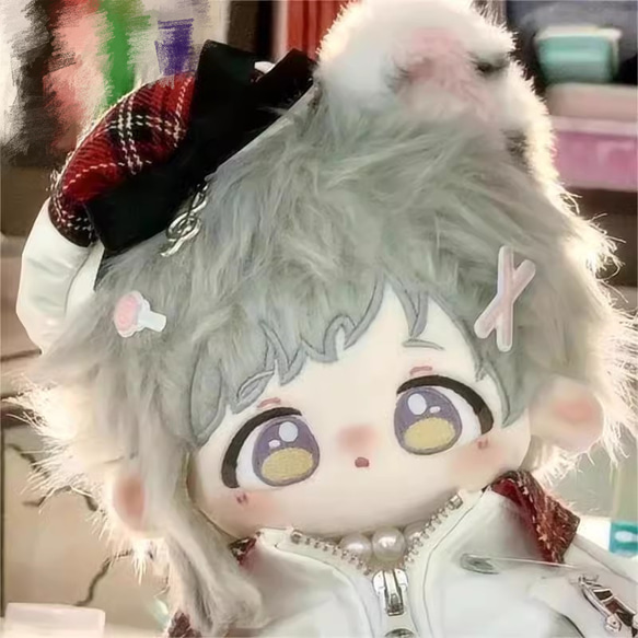 20cmぬいぐるみ 着せ替えぬいぐるみ きよ 灰色髪黄昏色目 耳付き 骨格